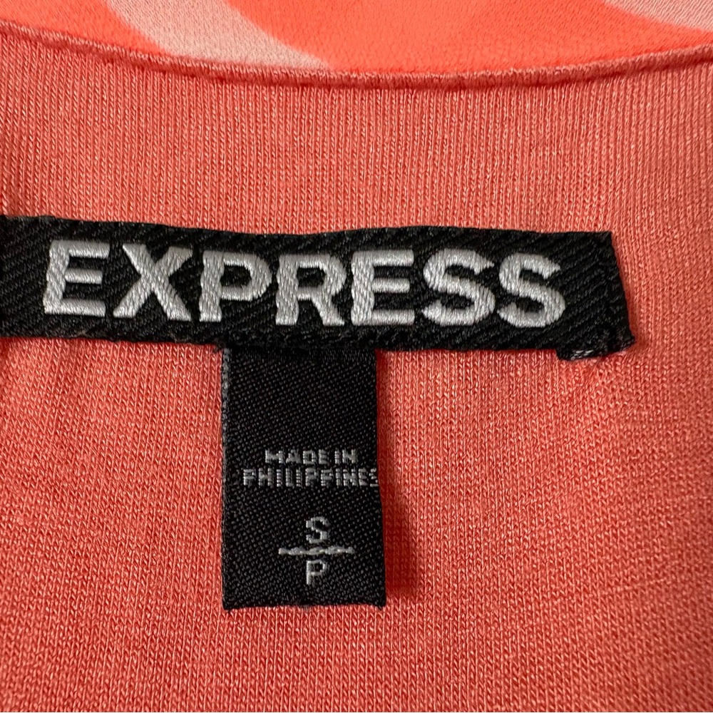 Express Neon Orange Striped Cowl Neck Knee Length Dress S Summer Preppy Indie - Picture 4 of 8